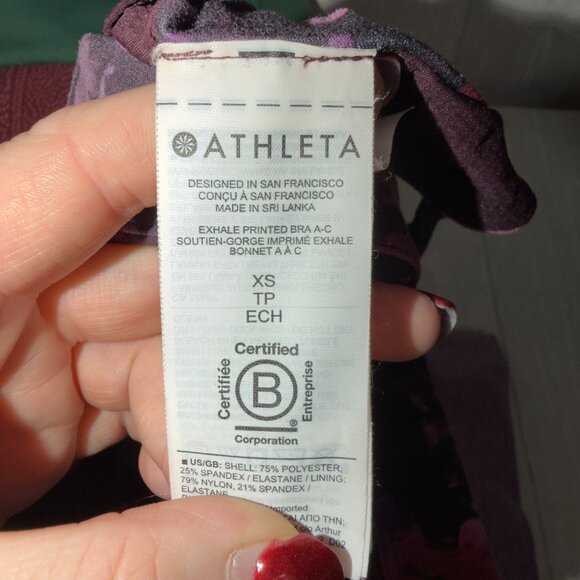 Athleta Women's Exhale Printed Sports Bra Floral Purple Pink Supportive Strappy - Picture 5 of 5